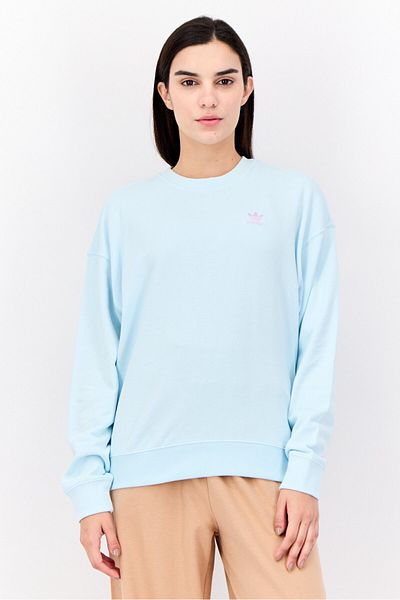 adidas Women Sportswear Fit Long Sleeves Outdoor Sweatshirt, Sky Blue