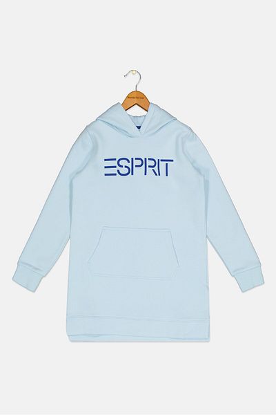 Esprit Kids Boy Long Sleeves Brand Logo Hooded Sweatshirts, Light Blue