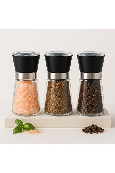 Vivien Home 2 Adet Cam Gövdeli Kapaklı Tuz Karabiber Değirmeni Tuz Karabiber ...