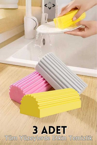 Manosta (3 Pieces) Moist Magic Sponge for Cleaning Detail - Water Absorbent and Dusting Feature
