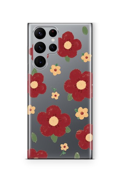 Multitronic Samsung Galaxy S23 Ultra Compatible Flower Design Printed Transpa...