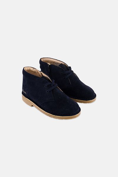 CLARKS Kids Boy Wide Fit Desert Lace Up Casual Boots, Navy