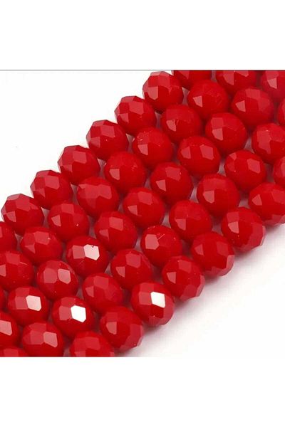 yiğit aksesuar 8 mm 5 Strand Matte Red Crystal Beads Rosary Bead