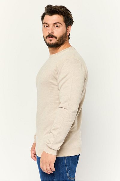 Sorbino Men Crew Neck Long Sleeve Knitted Sweater, Beige