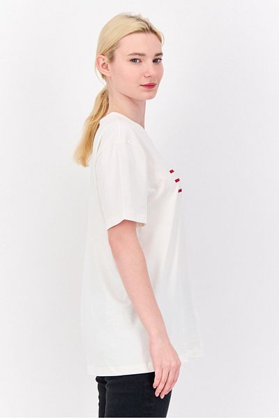 Esprit Women Crew Neck Short Sleeve Graphic Print T-shirt, White