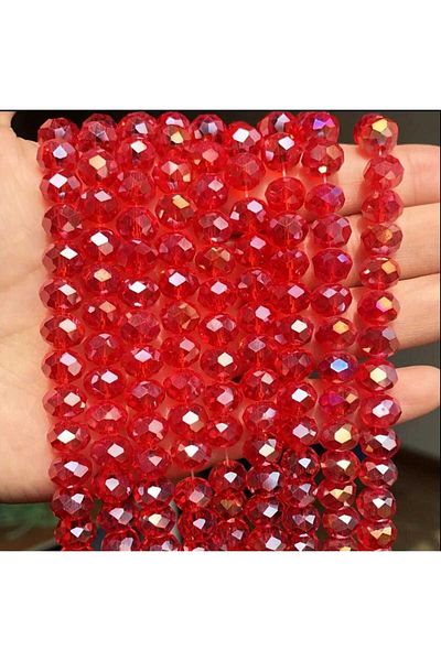 yiğit aksesuar 8 mm 5 Strand Red Crystal Beads Rosary Bead