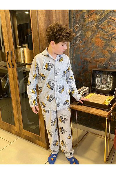 LİLLYPİCCA BOY'S CAR PATTERNED BUTTONED PAJAMA SET
