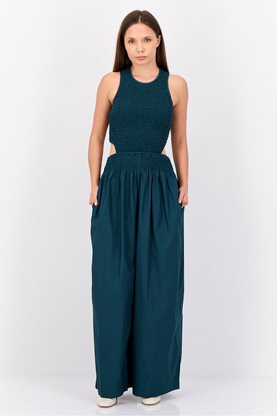 Esprit Women Textured Sleeveless Jumpsuit, Dark Green