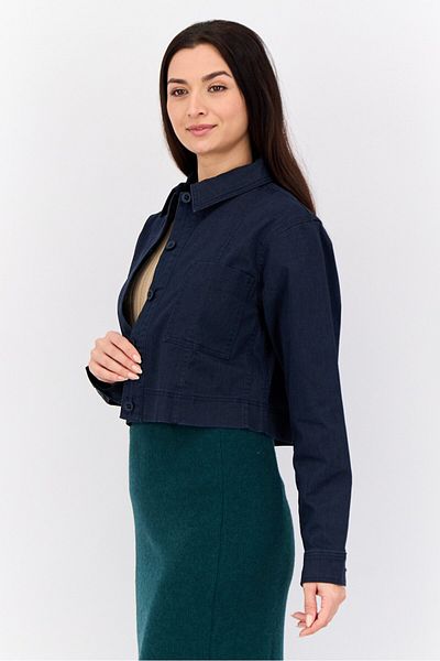 Esprit Women Washed Denim Jacket, Dark Blue