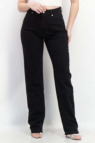 NA-KD Women Regular Fit High Waist Washed Non-stretchable Denim Jean, Black