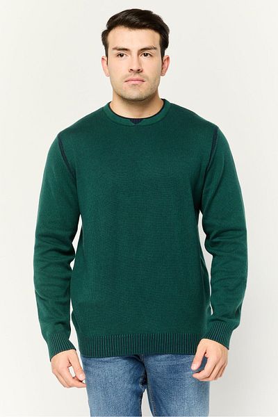 GAS Men Ribbed Neck Ribbed Sweater, Green