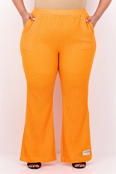The Giving Movement Women Regular Fit Textured Flare Pants, Orange