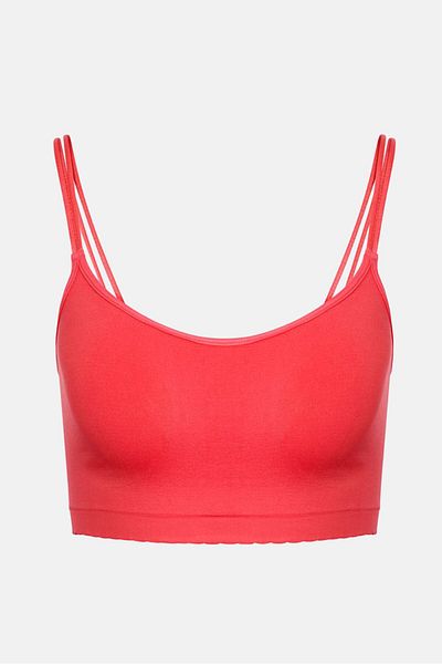 Tchibo Women Plain Seamless Bustier Non Padded Bra, Coral