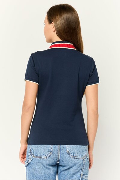 Esprit Women Spread Collar Polo Shirt, Navy