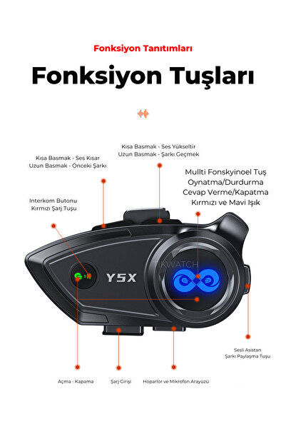 BUFS Interkom 4 Kişilik | Uzun Pil Ömrü + Gürültü Önleme + Suya Dayanıklı