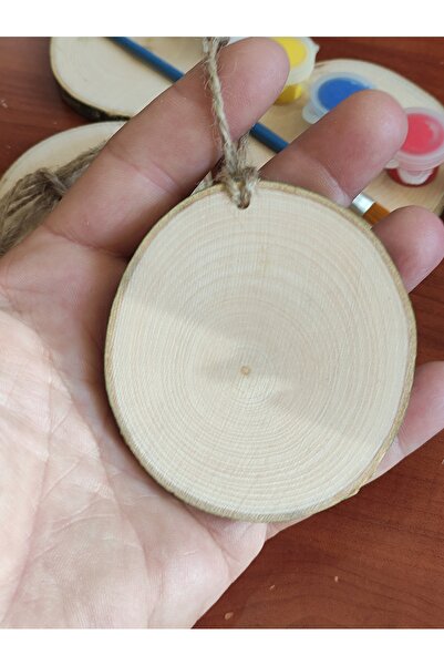 Oduncudünyası طقم هدايا لوحة خشبية طبيعية مقطعة 4 سم 6 ألوان