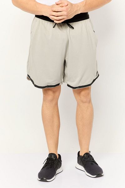 adidas Men Sportswear Fit 7 Inseam Drawstring Training Shorts, Light Grey/Black