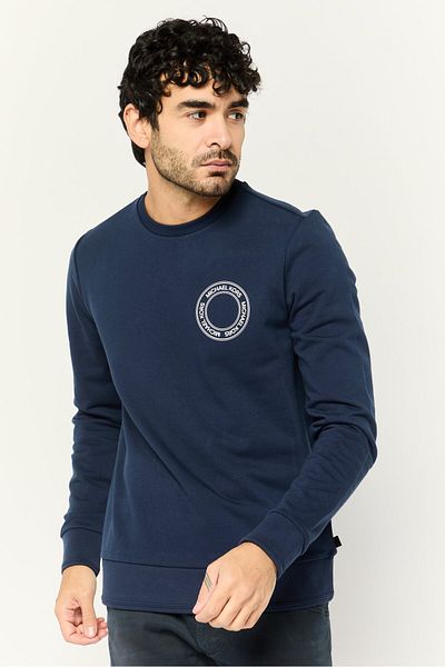 Michael Kors Men Crew Neck Brand Logo Long Sleeves Sweatshirt, Navy
