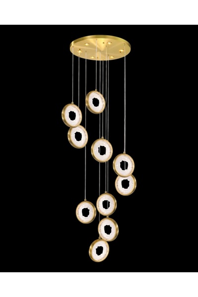 Cristalin Aydınlatma Modern Long Bronz Sarkıt 10'lu Led Avize