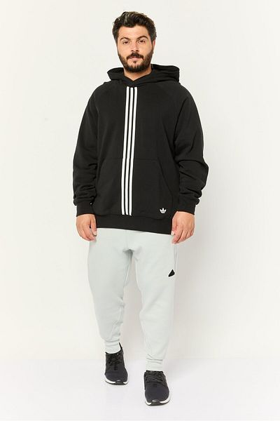 adidas Men Spotswear Fit Long Sleeve Outdoor Hooded Sweatshirt, Black/white