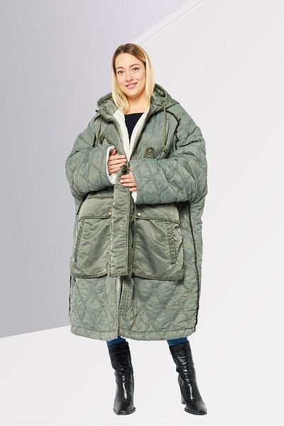 Diesel Women Quilted Reversible Trench Coat, Grey