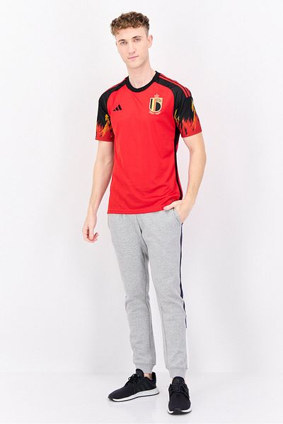 adidas Men Sportswear Fit Short Sleeve Football Jersey, Red/black