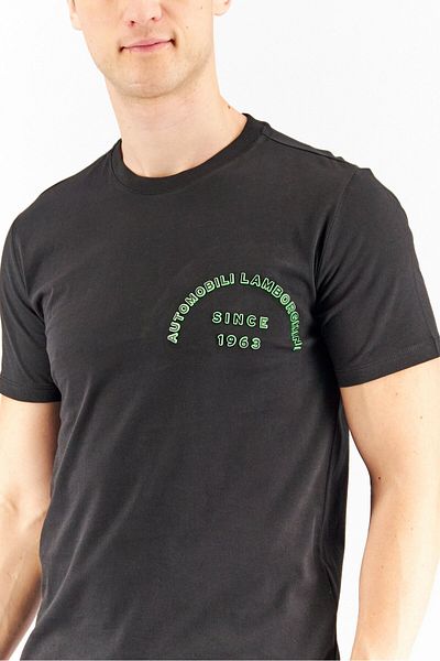 Lamborghini Men Crew Neck Short Sleeves Embossed Graphic T-Shirt, Black