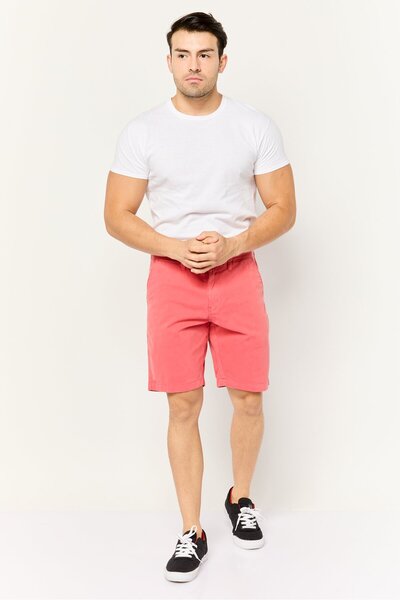 Nautica Men Slim Fit Solid Chino Shorts, Red
