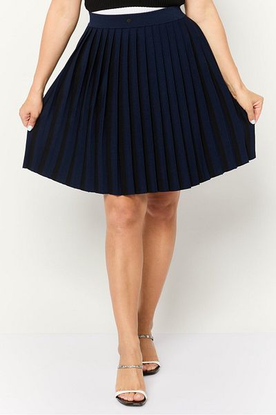 Esprit Women Plated Mini Skirt, Navy