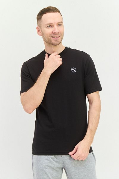 Puma Men Crew Neck Short Sleeves Brand LogoT-Shirt, Black