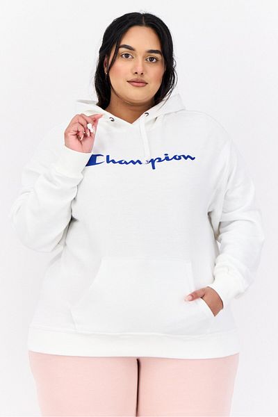 Champion Women Plus Size Long Sleeves Outdoor Hoodie, White