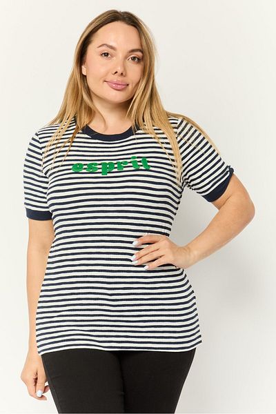Esprit Women Crew Neck Short Sleeves Yarn Dye T-shirt, Multicolor