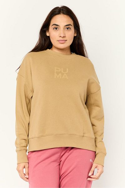 Puma Women Sportswear Fit Long Sleeve Outdoor Sweatshirt, Tan