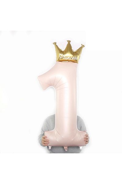 Flippy Balon, , Cifra 1, Model Coroana Printesa, 91 Cm, , Roz
