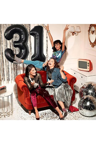 Flippy Metallic Foil Number Balloon 100 cm - Black (Number 1)