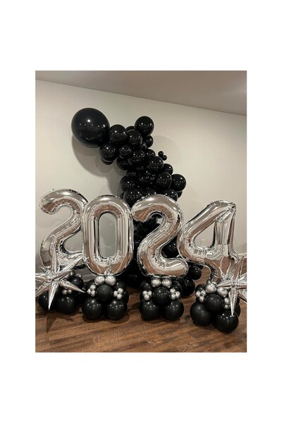 Flippy Metallic Foil Balloon Number Figurine 80 cm - Silver (Number 4)