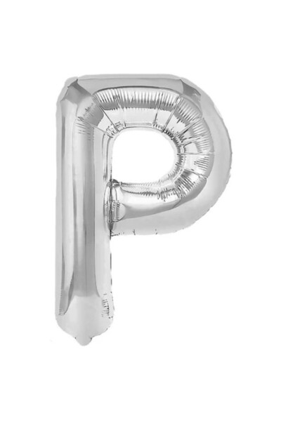 Flippy Balon Litera P, Flippy, 40 cm, , Pai inclus, Argintiu