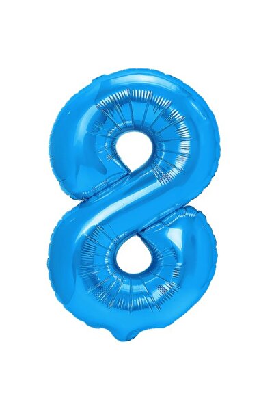 Flippy Balon folie metalică - Numărul 8, 40 cm, albastru, pai inclus