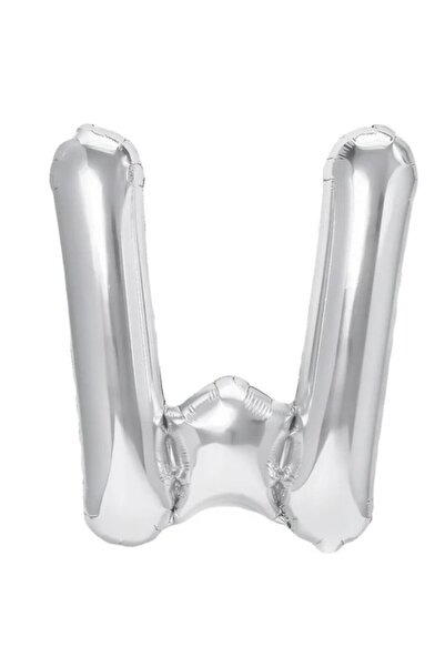Flippy Balon Litera W, Flippy, 40 cm, , Pai inclus, Argintiu