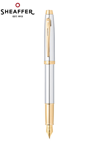 Sheaffer WizDesign 9340-0 100 Serisi Dolmakalem Parlak Krom Altın (M) Özel Hediyelik Kutulu