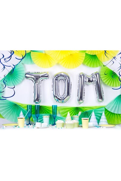 Flippy Metallic Foil Balloon Letter T, 80 cm, Helium or Air, Individual Pack, Straw Included, Silver