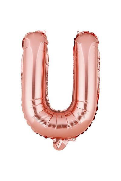 Flippy Balon Litera U, Flippy, 40 cm, , Pai inclus, Rose Gold