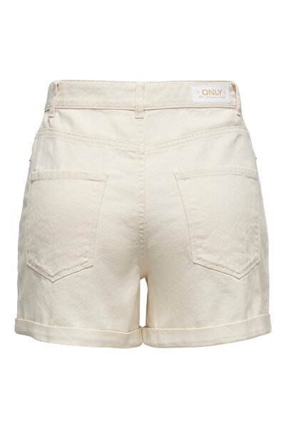 ONLY ONLVEGA HW MOM DNM SHORTS NOOS Kadın Bej Denim Şort - 15230571