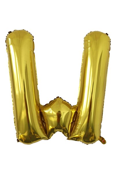 Flippy Balon Litera W, Flippy, 80 cm, , Pai inclus, Auriu