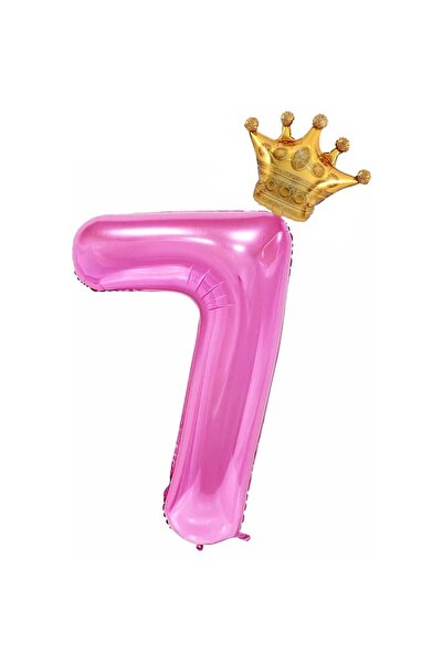 Flippy Balon Flippy, Cifra si Coroana, 100 cm, , Roz, Cifra 7