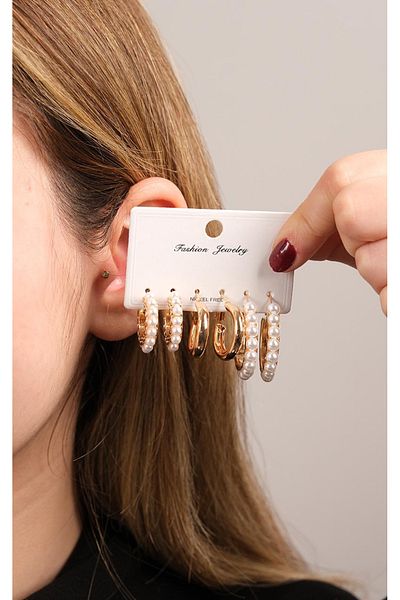 Jack Ferrero Women's Steel 6 Piece Earring Set