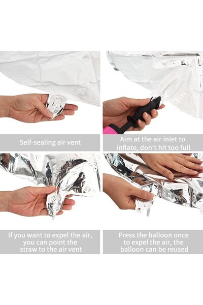 Flippy Metallic Foil Balloon Letter A, 40 cm, Inflates with Helium or Air, Individual Pack, Straw In