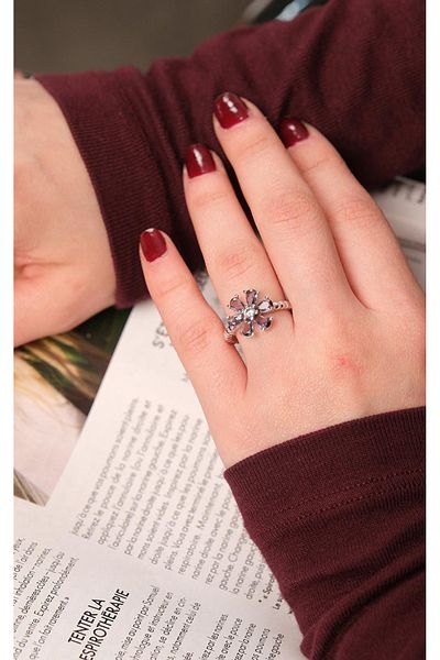Jack Ferrero Zircon Stone Solid Brass Clover Ring