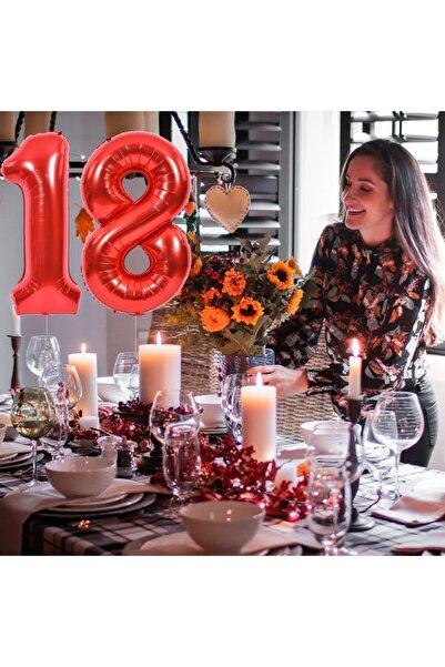 Flippy Metallic Foil Balloon Number 8, 80 cm, Red, Individual Pack, Includes Straw, Air or Helium