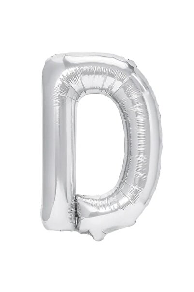 Flippy Balon folie litera D, pliabil, 80 cm, heliu sau aer, pachet individual, pai inclus, argintiu